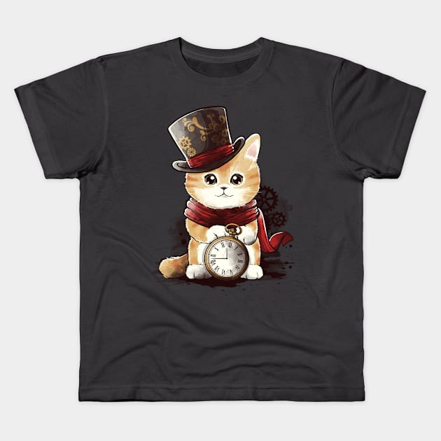 Steampunk cat Kids T-Shirt by NemiMakeit